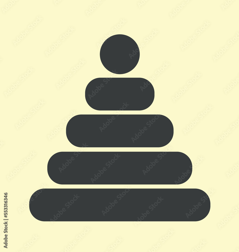 Baby pyramid icon. Toy for children, development of creative skills, education and training. Minimalistic graphic element for printing on fabric, poster or banner. Cartoon flat vector illustration Baby pyramid icon. Toy for children, development of creative skills, education and training. Minimalistic graphic element for printing on fabric, poster or banner. Cartoon flat vector illustration