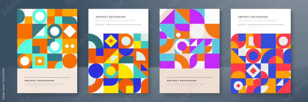 Mosaic flat geometric abstract poster design template