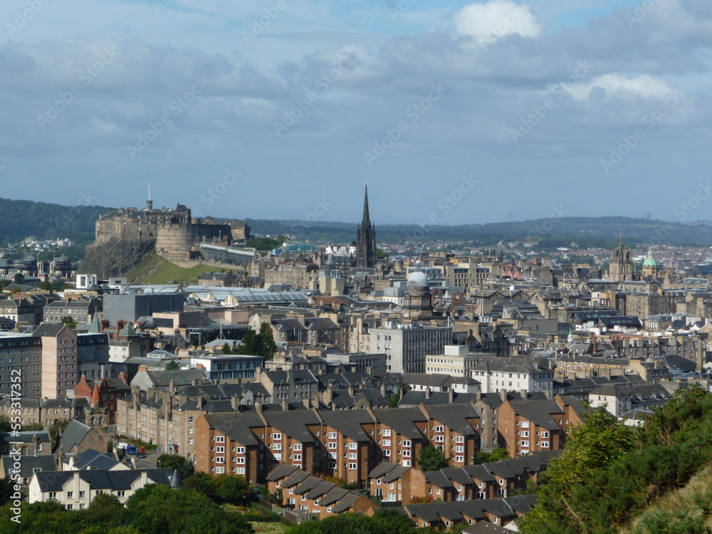 View of Edinburgh from the Radical Road in Holyrood Park.