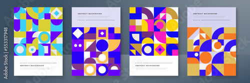 Geometric mosaic bauhaus poster. Modern geometry figure, shape. Bauhaus. Geometric mosaic. Minimal mural texture. Scandinavian. Geometric mosaic print. 50s, 60s, retro wallpaper. Vector illustration