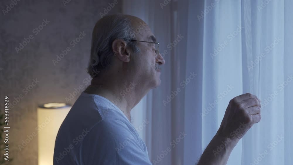 Unhappy old man looking out the window in the living room at home takes off his glasses.
Pensive, unhappy old man thinking about loneliness, looking out the window. Cinematic old people scenes.
Unhappy old man looking out the window in the living room at home takes off his glasses.
Pensive, unhappy old man thinking about loneliness, looking out the window. Cinematic old people scenes.