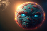 Exoplanet with a Menacing face.