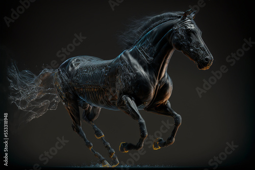illustration of a black cybermatic iron horse 