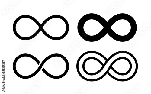 Eternity loop symbol logo vector endless abstract line icon. Infinite unlimited cycle sign illustration concept design.