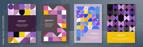 Geometric mosaic design poster with business corporate cover concept