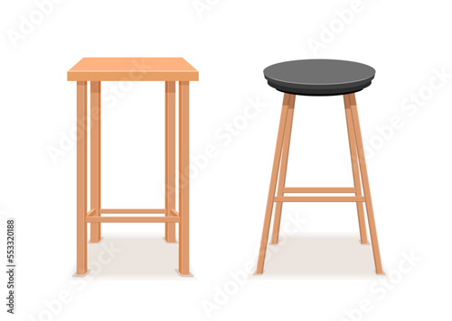 Chair wooden cartoon furniture. Stool vector seat modern wood chair