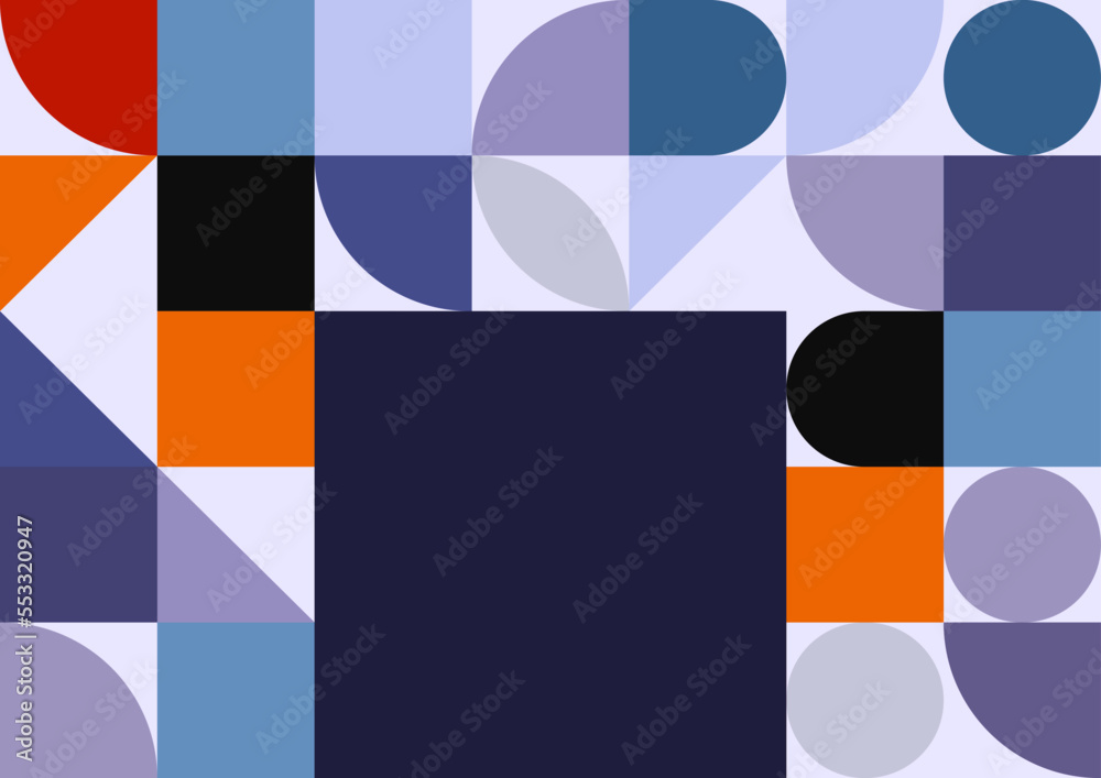 Bauhaus mosaic background. Square tiles with modern geometric patterns with abstract figures and shapes. Contemporary graphic bauhaus design vector set. Circle, triangle and square lines art