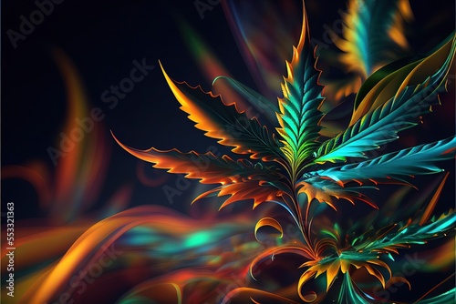 Abstract floral seamless backround with leaves of cannabis. Generative ai illustration