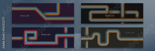 Abstract 1970's background design in futuristic retro style with colorful lines. Vector illustration.