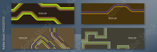 Retro pattern design in abstract funky style with colorful and lines. Vector illustration.