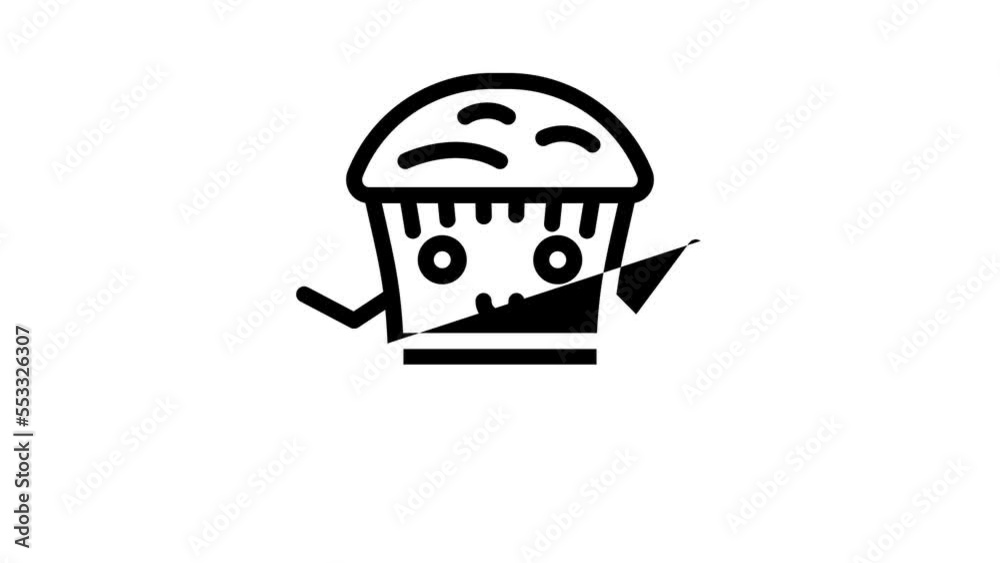muffin dessert character line icon animation muffin dessert character line icon animation