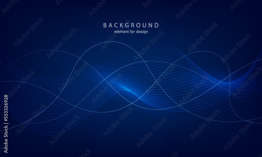 Abstract background. Wave element for design. Digital frequency track equalizer. Stylized line art. Colorful shiny wave with lines created using blend tool. Curved wavy line smooth stripe. Vector.