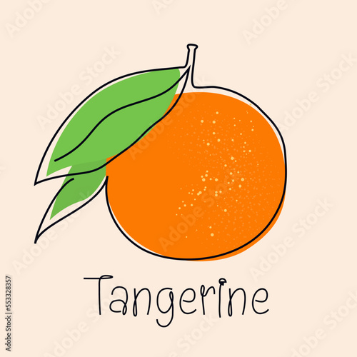 Tangerine, mandarin, orange continuous line icon. Citrus fruit one line hand drawn silhouette. Organic, vegan concept. Modern minimal style linear logo sign. Vector scribble logotype