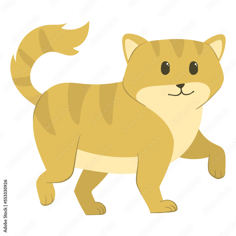 Fototapeta premium orange kitten walking cartoon illustration 