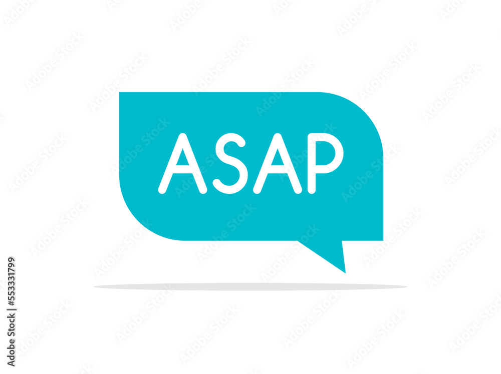Asap speech balloon bubble as soon as possible icon. Asap speech balloon bubble as soon as possible icon.