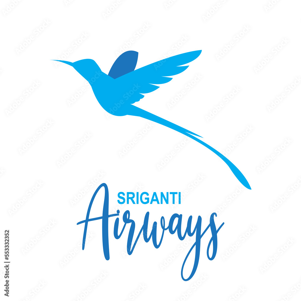 Fototapeta premium Vector airport logo template with fly bird symbol