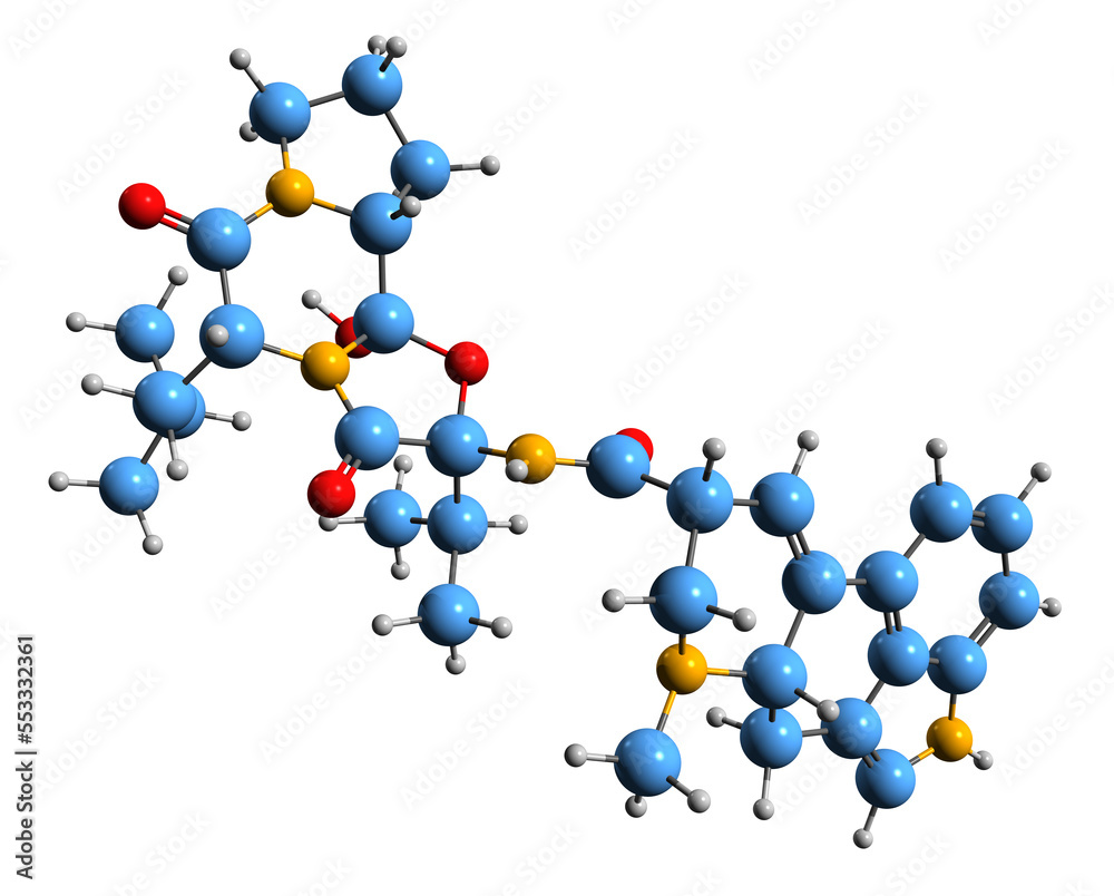 3D image of Ergocryptine skeletal formula molecular chemical