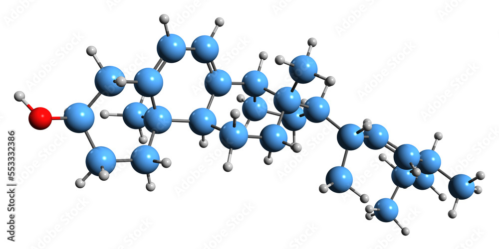 Fototapeta  3D image of Ergosterol skeletal formula - molecular chemical structure of fungal sterol isolated on white background