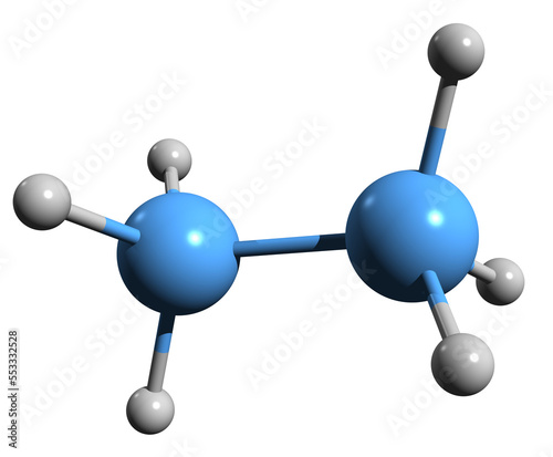  3D image of Ethane skeletal formula - molecular chemical structure of Dicarbane isolated on white background
 photo