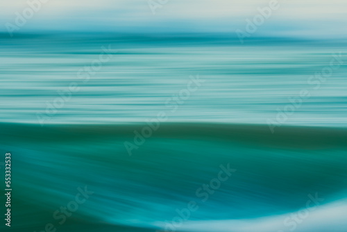 Deep blue ocean abstract seascape, motion blur, soft light blue, turquoise colors