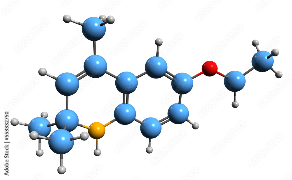 3D image of Ethoxyquin skeletal formula molecular chemical structure