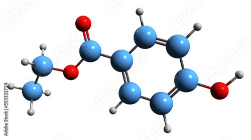 Quadro su tela 3D image of Ethylparaben skeletal formula - molecular chemical structure of Eth