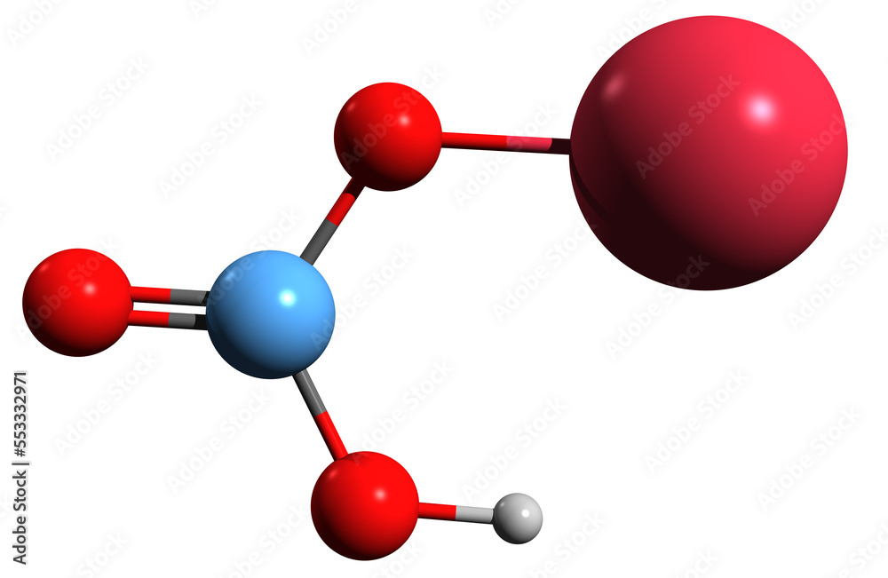 3D image of Sodium bicarbonate skeletal formula molecular chemical