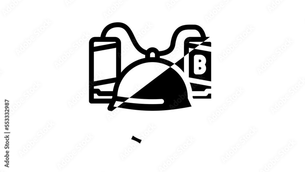 helmet with beer line icon animation