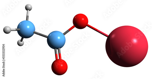  3D image of Sodium acetate skeletal formula - molecular chemical structure of Hot ice isolated on white background photo