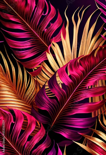 Valokuva Floral gold magenta abstract background