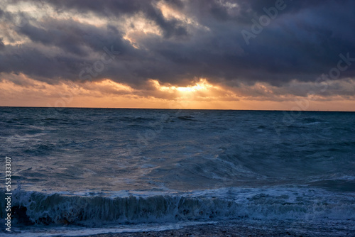 Sea and white cliffs of Dover, Seven Sisters, UK