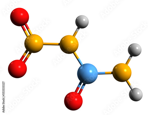  3D image of Nitrourea skeletal formula - molecular chemical structure of nitrocarbamide isolated on white background photo