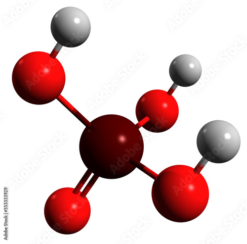  3D image of Phosphoric acid skeletal formula - molecular chemical structure of monophosphoric acid isolated on white background
