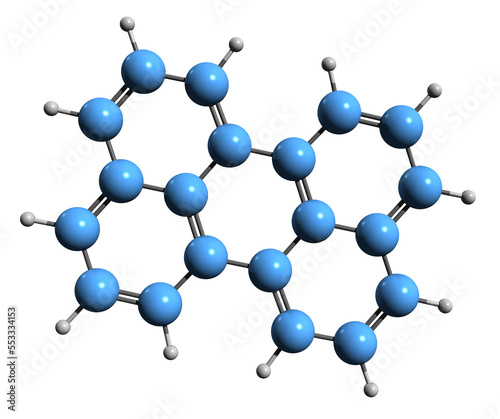  3D image of Perylene skeletal formula - molecular chemical structure of peri-Dinaphthalene isolated on white background