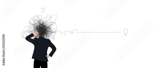 From complexity to simplicity. Process of untangling lines. Problem solving, Design Thinking. Vector metaphor	
