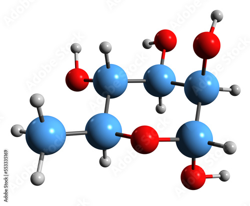  3D image of Rhamnose skeletal formula - molecular chemical structure of Isodulcit isolated on white background
 photo