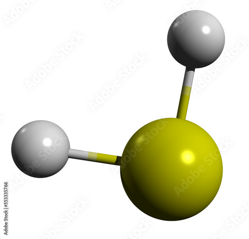  3D image of Hydrogen sulfide skeletal formula - molecular chemical structure of Egg gas isolated on white background
 photo