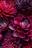 Floral magenta succulent abstract background. Decorative plant leaves, fuchsia pink texture. Vertical floral magenta succulent botanical abstract pattern.