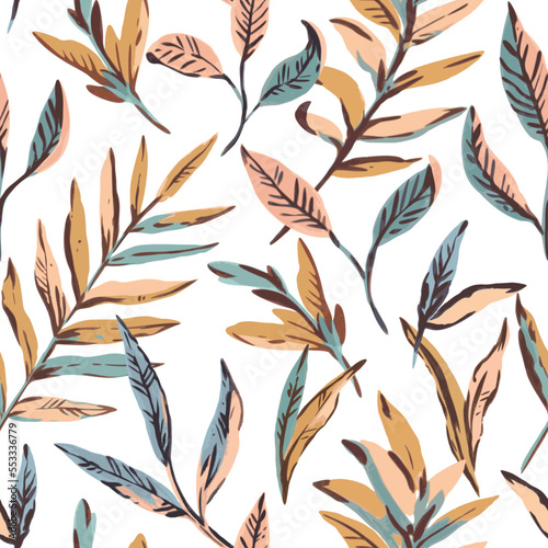 Botanical seamless pattern with abstract leaves and branches. Vector autumn decorative ornament for fashion design and wallpapers © Yuliya