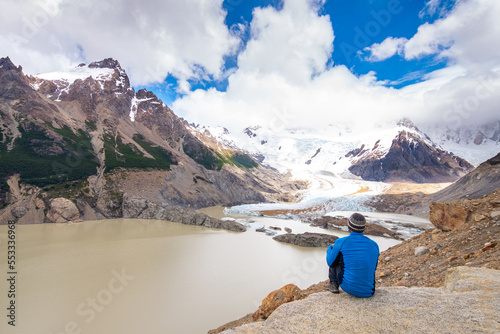 amazing view of laguna torre in el chalten, argentina photo