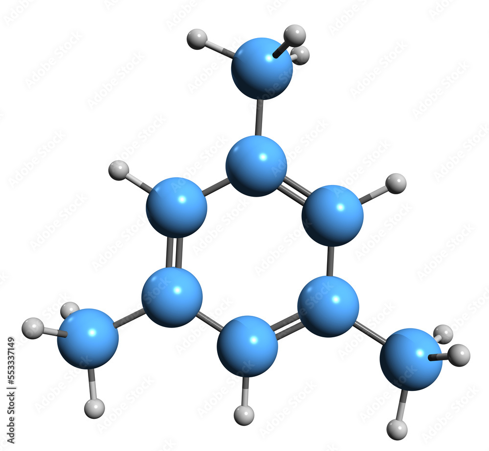 3D image of Mesitylene skeletal formula - molecular chemical structure ...