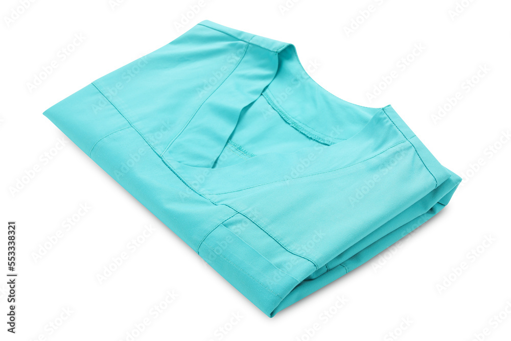Clean turquoise medical uniform isolated on white