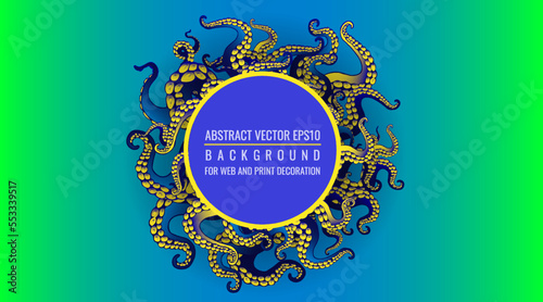 Octopus abstract frame design, creative ocean doodle, cute decoration design