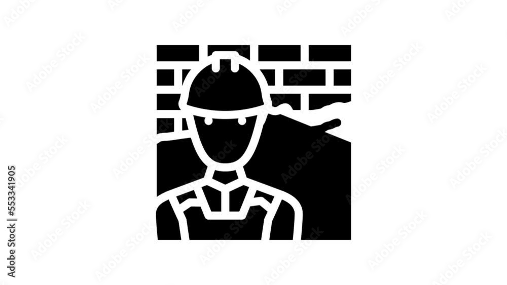 plasterer worker line icon animation plasterer worker line icon animation
