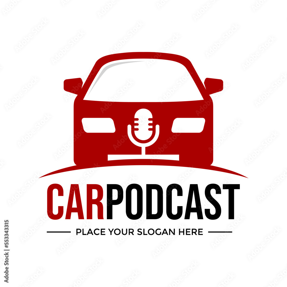 Car podcast vector logo template