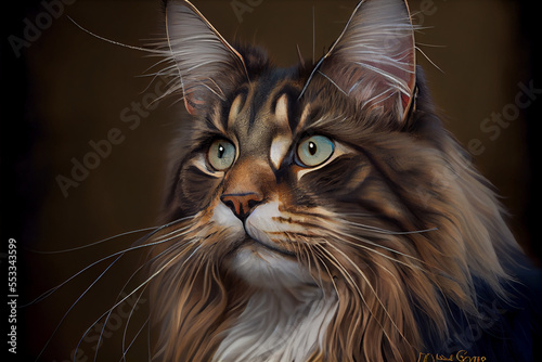 Maine coon cat generative art photo