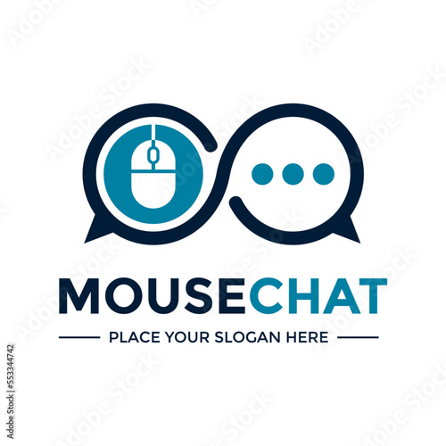 Mouse chat vector logo template