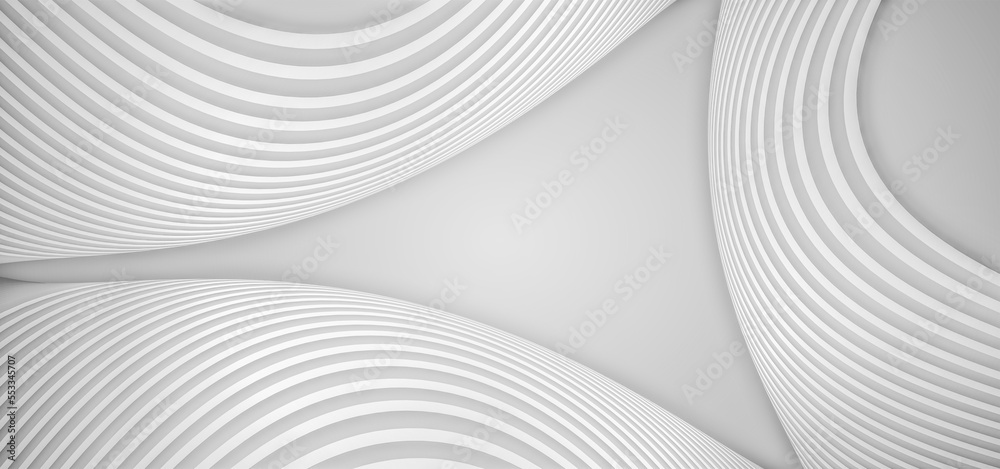 Naklejka premium 3D rendering of white curved lines with abstract texture texture background