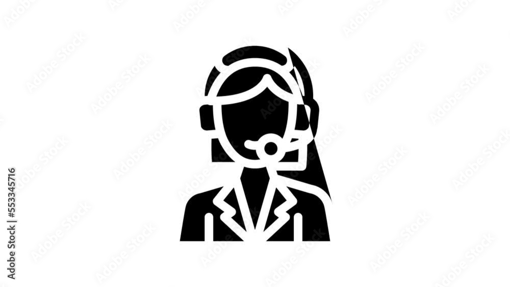 call center worker line icon animation call center worker line icon animation