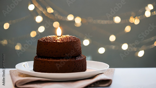 birthday cake with background blur effect, Generative AI